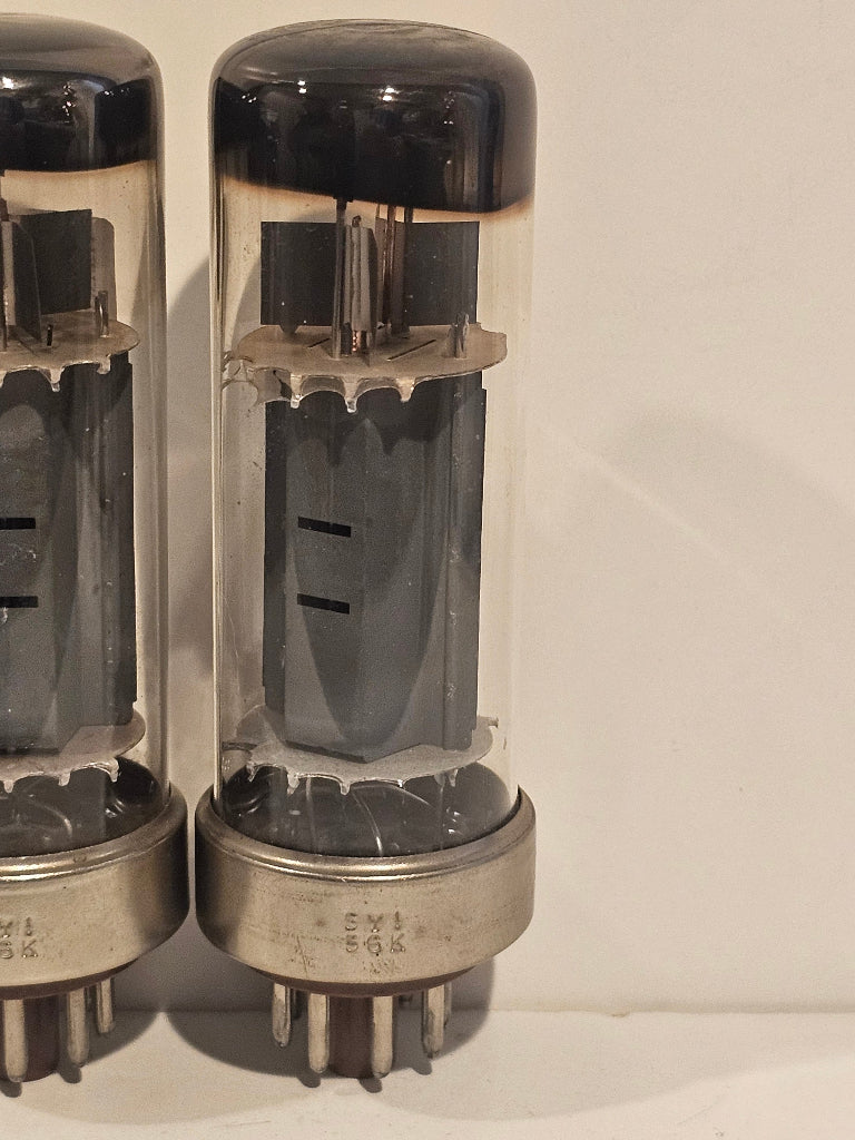 Matched Pair Amperex EL34 Metal Base Disc Getter