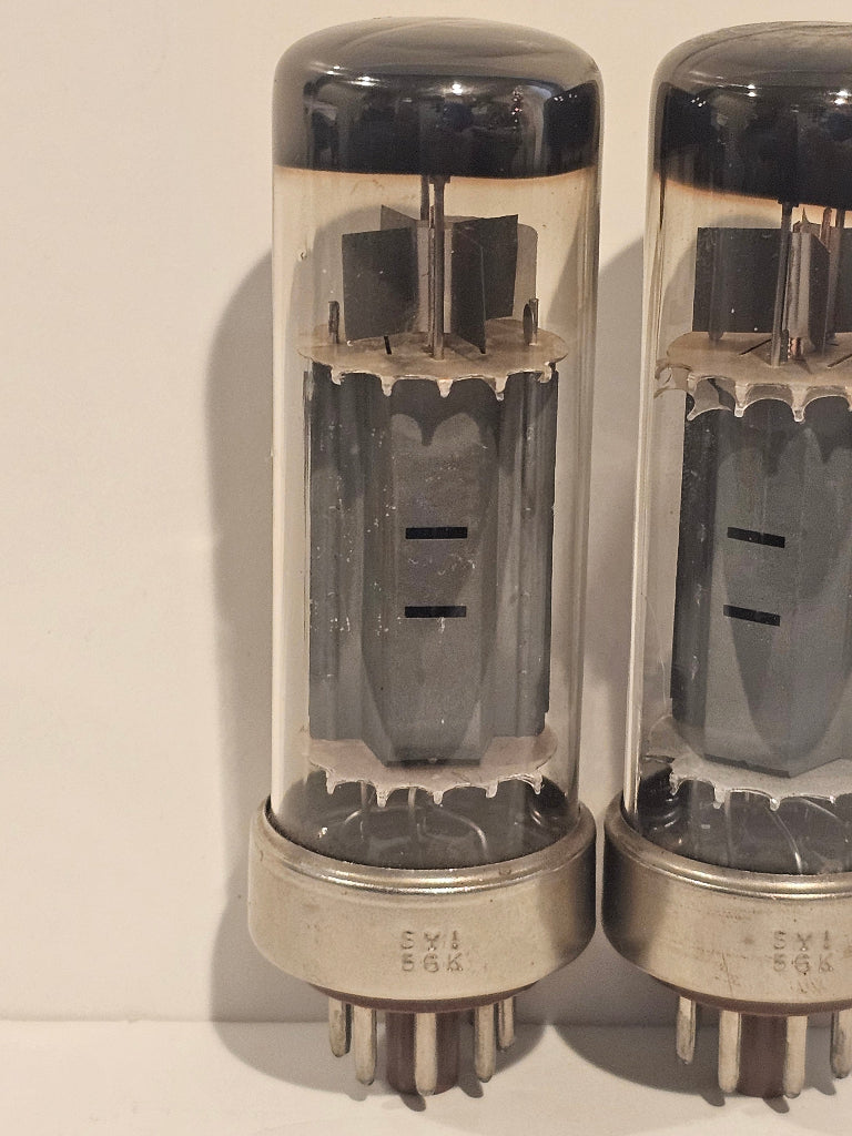 Matched Pair Amperex EL34 Metal Base Disc Getter