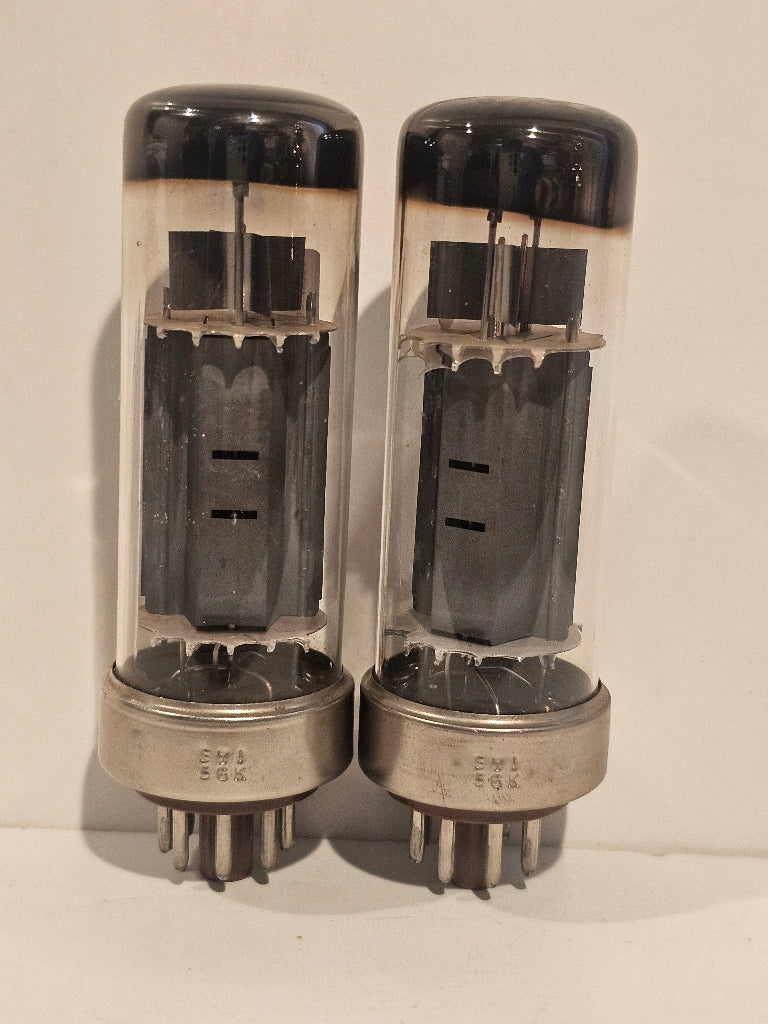 Matched Pair Amperex EL34 Metal Base Disc Getter