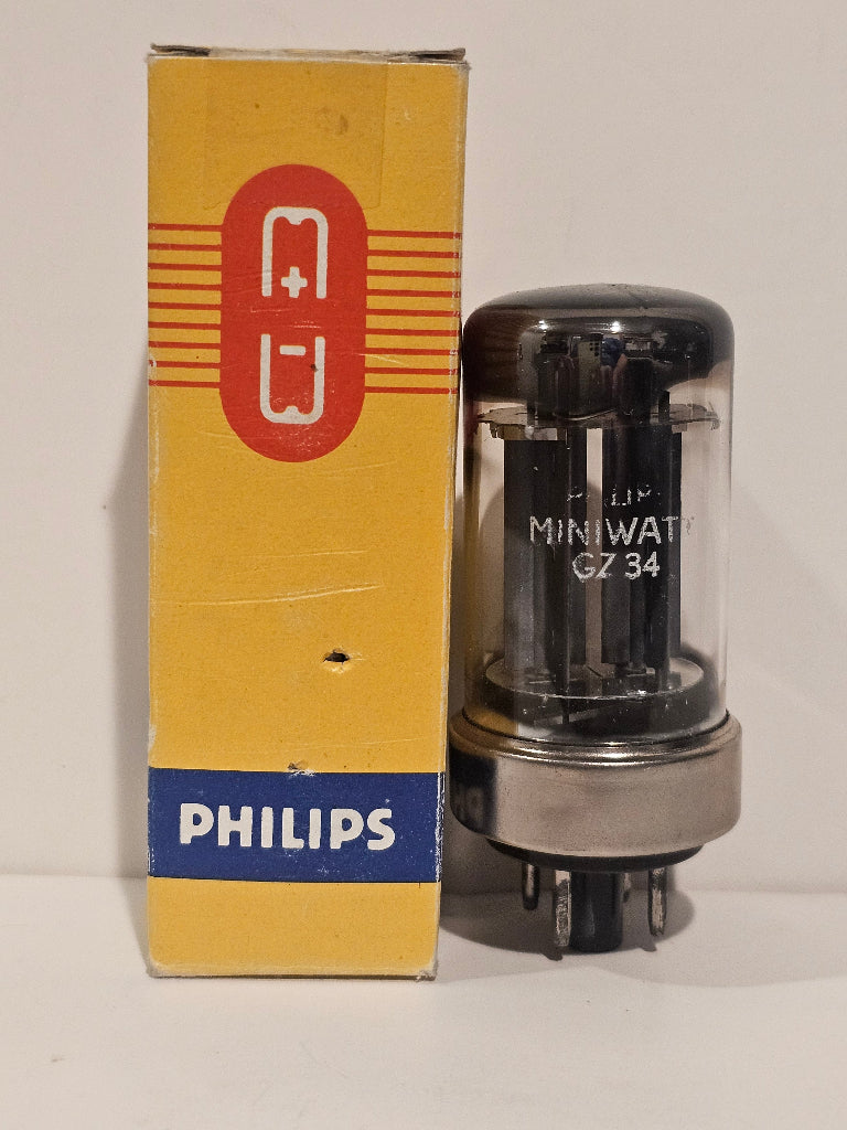 one GZ34 Miniwatt Dario rectifier valve, NOS & NIB tube, code f33 L2A one GZ34 Miniwatt Dario rectifier valve, NOS & NIB tube, code f33 L2A